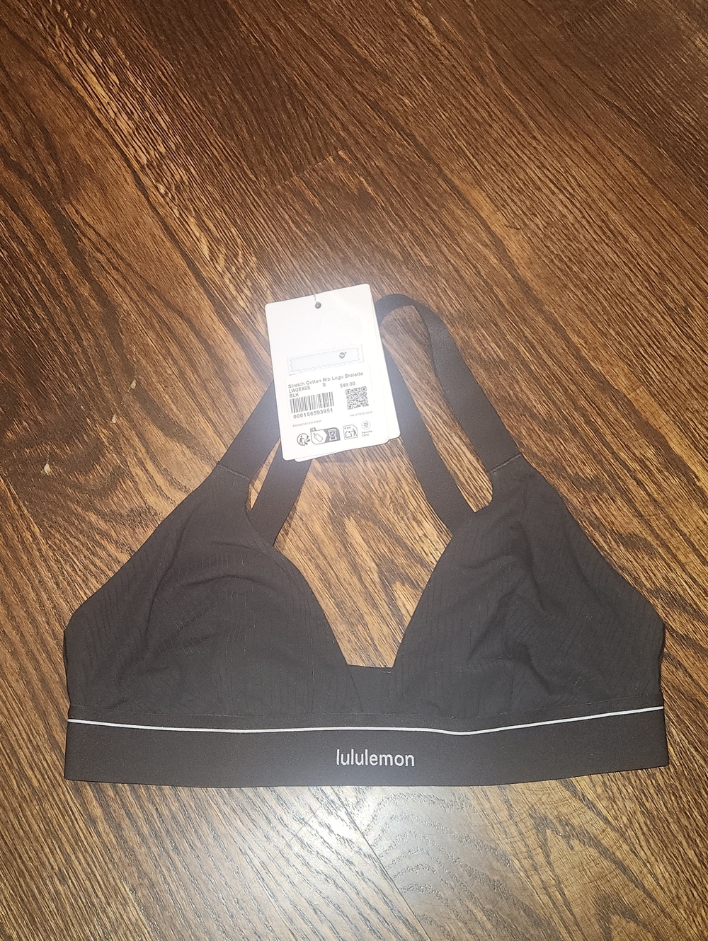 lululemon athletica Black Minimal Support Bralette with White Trim